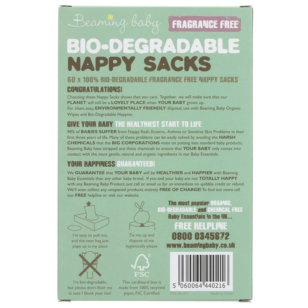 Beaming Baby Compostable Nappy Sacks Pack of 60 - Image 2